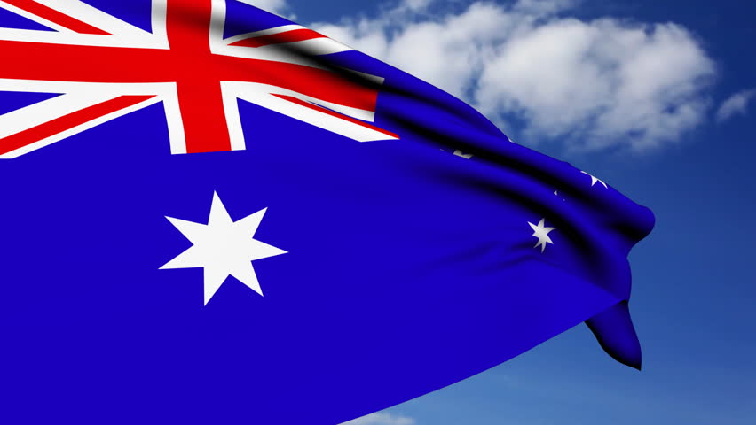 Australian Flag waving on wind.