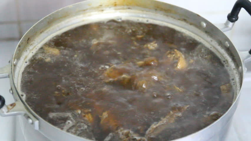 Duck soup boiling in the pot