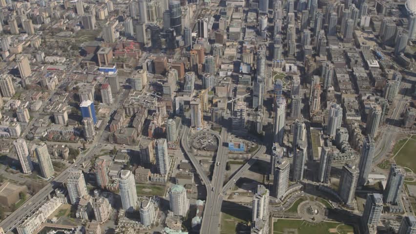 Part of downtown Vancouver, BC - including two highways that run in and out of the city.