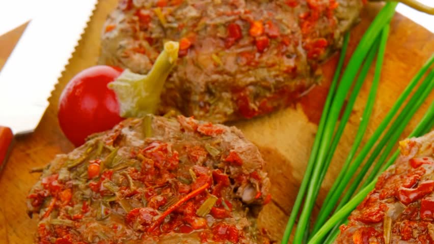 roasted spicy meat with cutlery 1920x1080 intro motion slow hidef hd