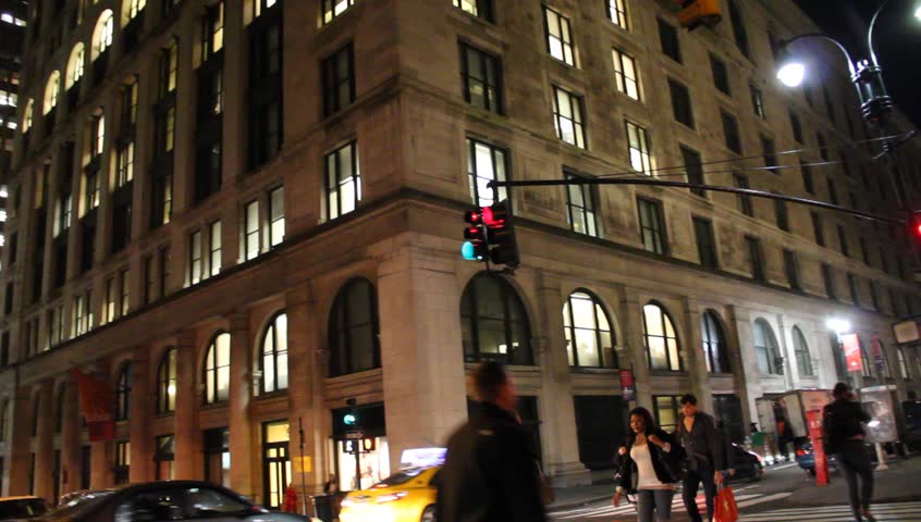 NEW YORK - CIRCA 2013:New York Old Style Office Building and Library night circa 2012