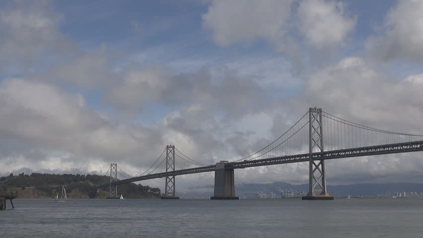 Beautiful Oakland Bay Bridge and  Yerba Buena Island by day, San Francisco Port, California, USA