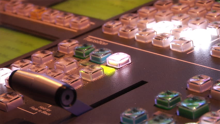 This high definition footage is of a television video switch to button controls