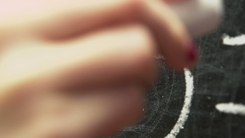 Kid doing math on chalk board macro