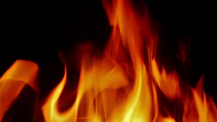Close up video footage of flames in the fireplace.