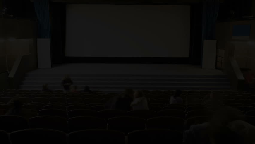 Cinema auditorium is crowding by people to watch movie performance. Ready for adding your own picture or text. Time lapse, 25fps