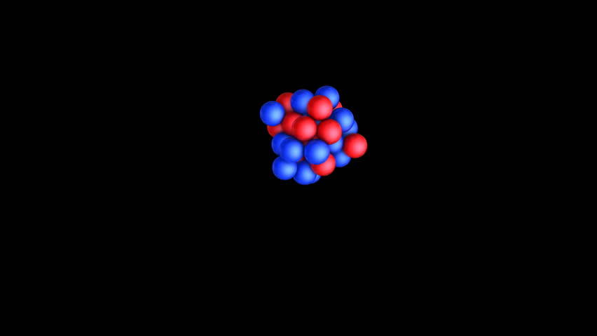Nuclear fission chain reaction isolated on black with matte