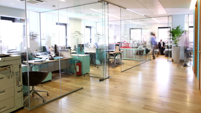 Time lapse shot of a young and attractive business team of mixed ethnicity, working together in a busy contemporary office.