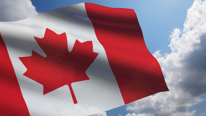 Canadian flag animation with real time-lapse clouds.
