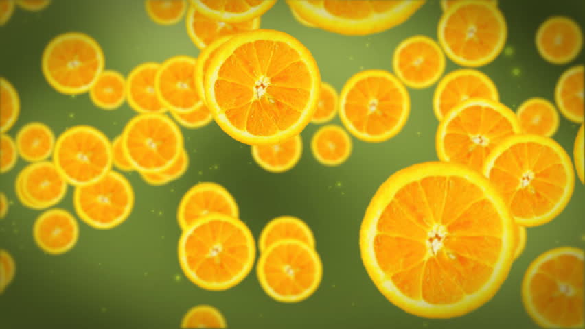 Orange slice on green