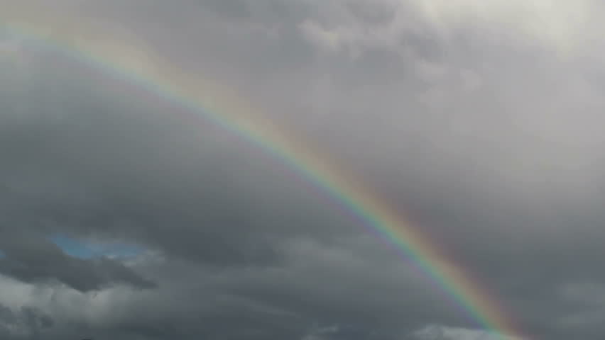 1920x1080, Time lapse, clouds engulf rainbow.