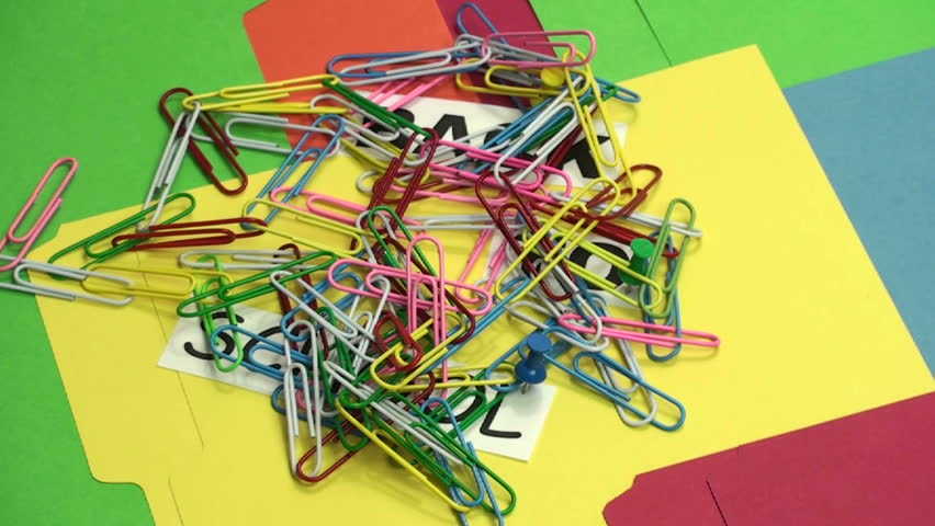 1920x1080 Chain of paper clips lifted, untwisted, to reveal the words, back to school.  