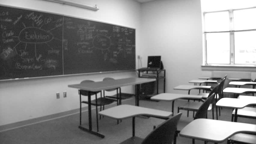 Grainy video of classroom (B&W)