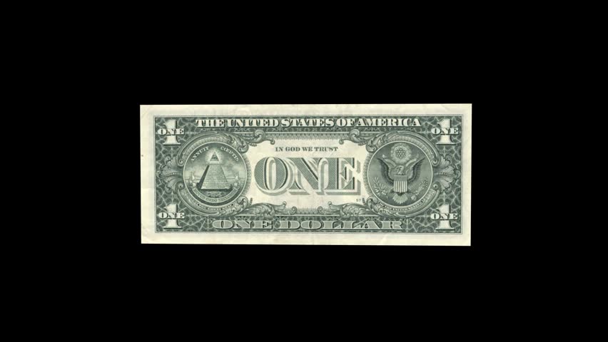 One dollar bill stretching in hi-def