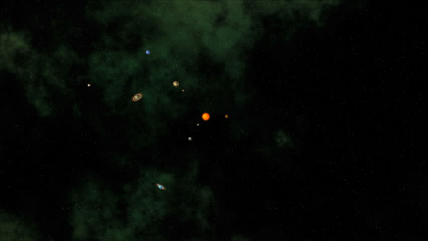 Solar system with planets flying around the sun, Computer generated 