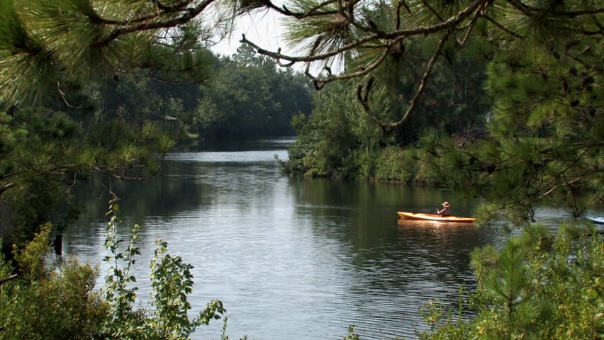 Kayakers on a creek.
