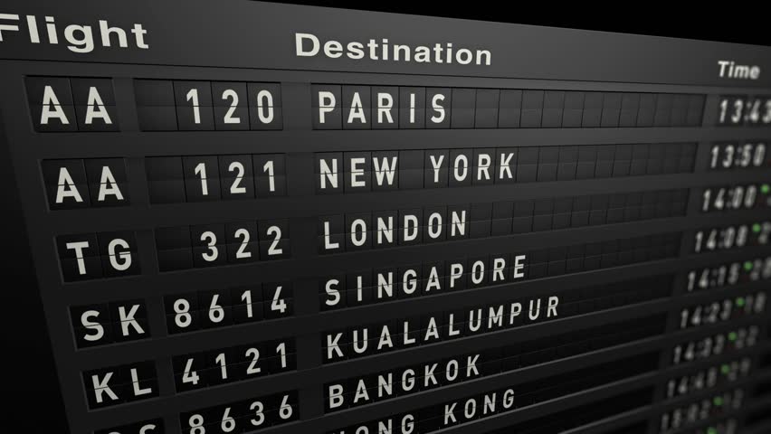 animation: Flight Schedule, Old Billboard