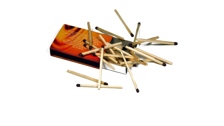 real 3D rotating safety matches isolated on white