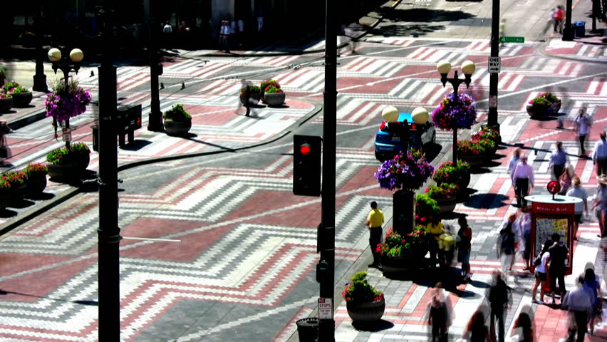 Busy intersection traffic. HD 1080i