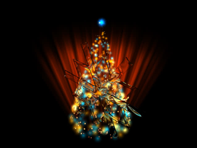 Christmas Footage 03 (Spanish): Shining Christmas Tree - Christmas greeting card with shining christmas tree and with text "Feliz Navidad".