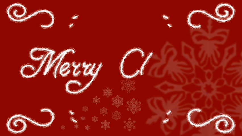 HD 1080 - Christmas Frost Ornament Red Background. Animation - with Hoarfrost writes a Congratulation of Merry Christmas