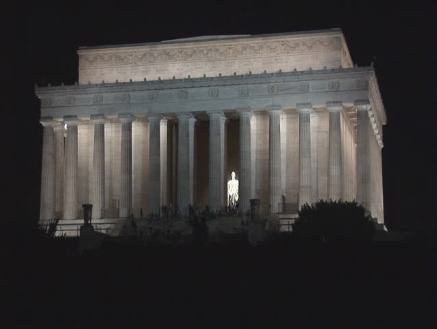 Long zoom of the Lincoln Memorial in Washington, DC