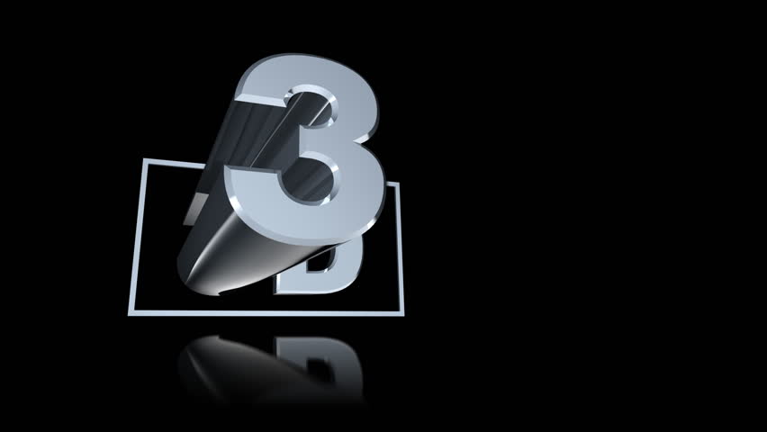 Chrome 3D pushes through angled 16x9 frame above reflective black floor.