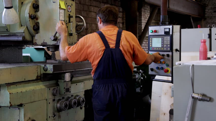 Man work with machine drill