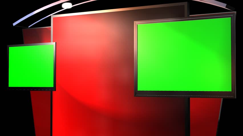 Virtual Studio Background With Animated Green Screen TV Stock Footage