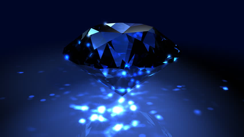 Blue Spinning Shiny Diamond - Diamond 01 (HD) - Motion background in blue with spinning shining diamond. Nice reflections and highlights. Seamless loop.