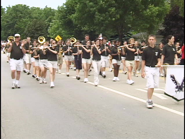 High School Band Plays in Parade
