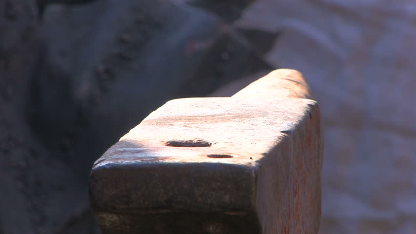 HD Anvil, hammer, metal- things for blacksmith craft, closeup, Canon XH A1, FullHD video, 1080p, 25fps, progressive scan 