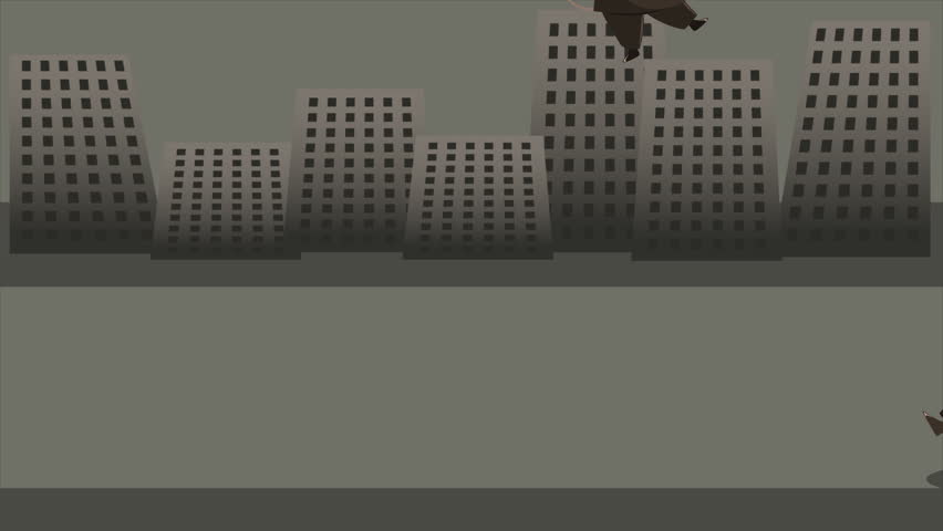 A judge hitting his hammer to shake the rats (corrupter) off the city, all rats appears to have escape on a balloon. HD Loopable