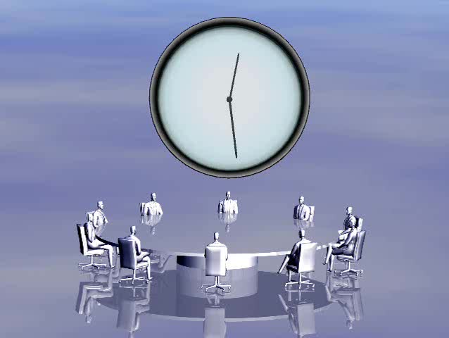 3D animation, Businessmen in conference. Teamwork concept. Working nine to five.  9 to 5