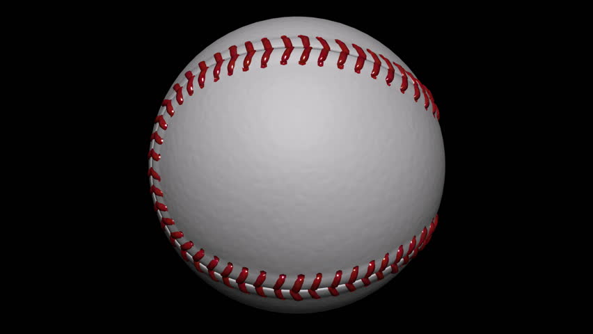 Seamless loop Baseball Ball Animation 1. Alpha matte, isolated on black