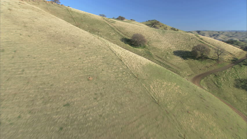 Aerial view of unspoiled green undulating hillside