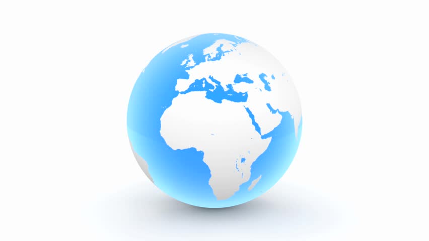 a turning blue 3D globe with glossy blue oceans