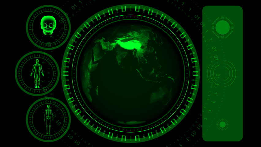 Earth Scan Screen - Hi-tech 23 (HD) - 3D animation. Geographical, technological, medical, scientific, sci-fi, crime or hi-tech background. Alpha included. Loop.