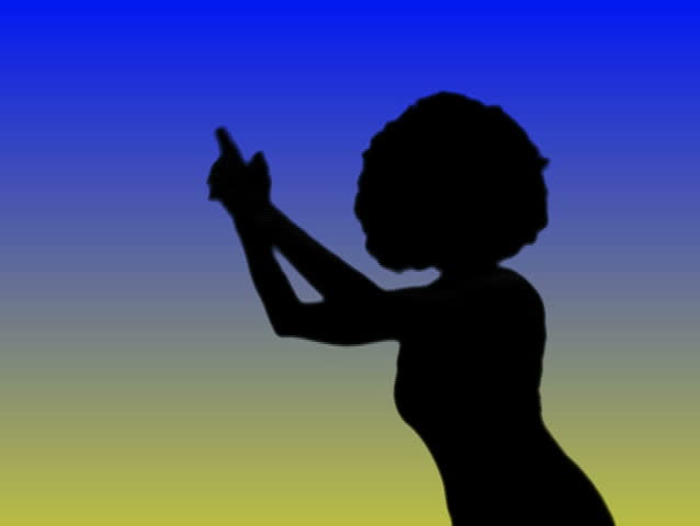 Sexy female with gun silhouette - NTSC