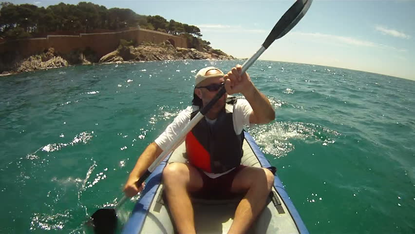 Man paddling in Kayak