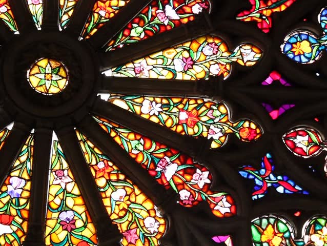 Stained glass window at the Basilica del Voto Nacional, Quito, Ecuador