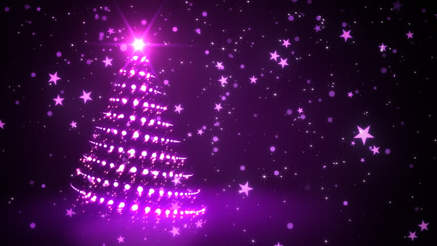 Snow Scene With Glowing Baubles On A Christmas Tree - Animated Abstract