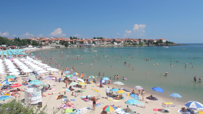 SOZOPOL, BULGARIA - JULY 13: Crowds Go To The Beach To Escape The Heat On July 13, 2010 At Sozopol, Bulgaria