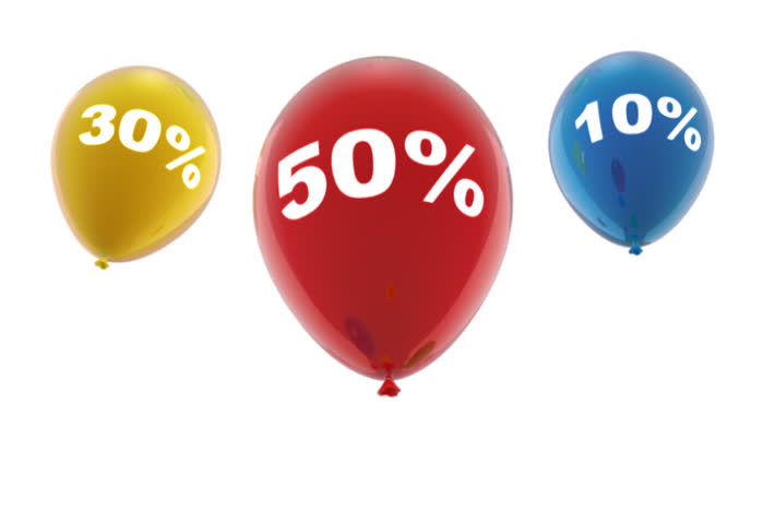 Concept of discount with balloons, seamlessly loopable