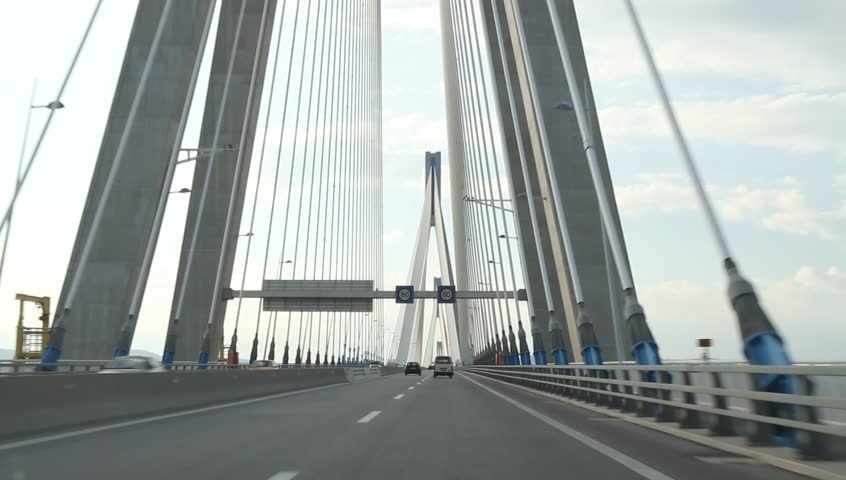POV: Riding over the Rio-Andirrio-bridge in Greece 