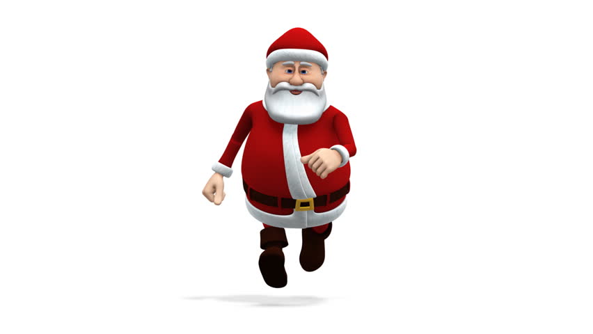 cartoon santa claus running - loopable 3d animation - alpha mask and separate shadow pass included