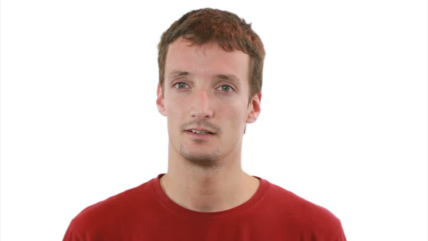 Guy is shutting his ears - white background