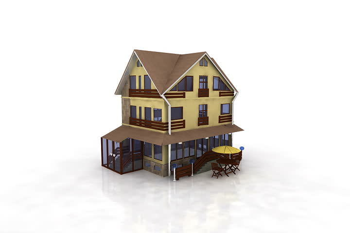Residential 3d house rotating,very detailed,seamless loop