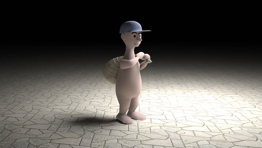 The thief with the moneybag. alpha channel included.