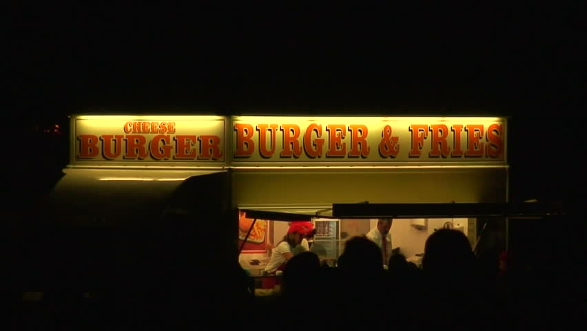 Burger van at night